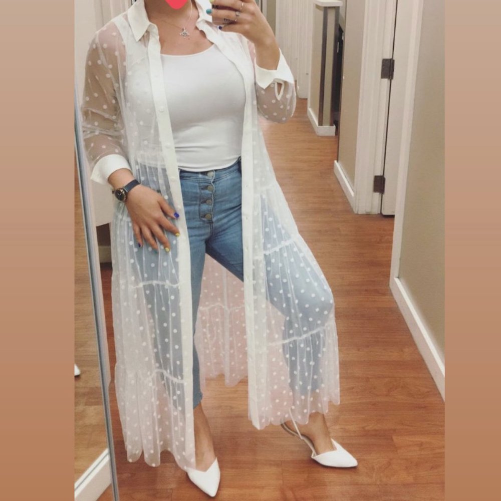 Polka dot tulle duster dress